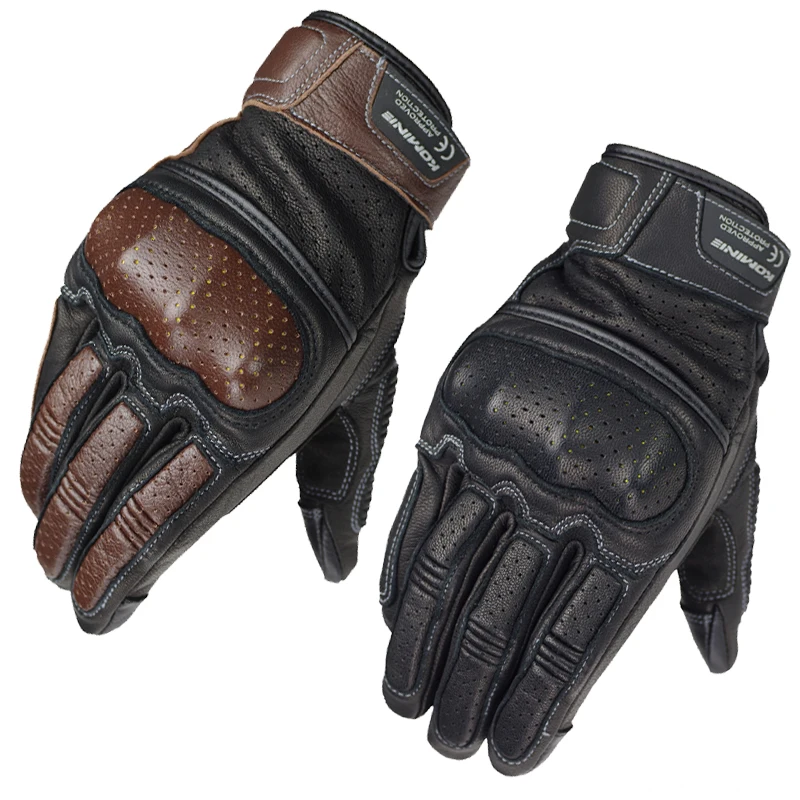 

KOMINE 3D Mesh Vintage Goatskin Touch Screen Motorcycle Rider's Full Finger Gloves Summer Motorcycle Punching Anti-drop Gloves
