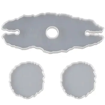 

3Pcs Handmade Wine Glass Rock Epoxy Resin Mold Bottle Shelf Storage Coaster Resin Casting Tray Mould Tools Kit Art Craft