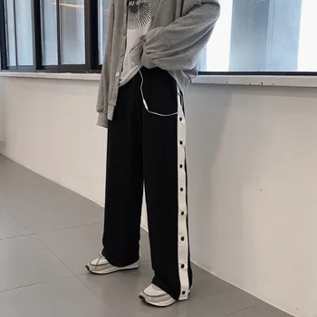 

Men's casual pants 2019 autumn and winter new wide leg loose straight casual pants young people personality trend men's clothing