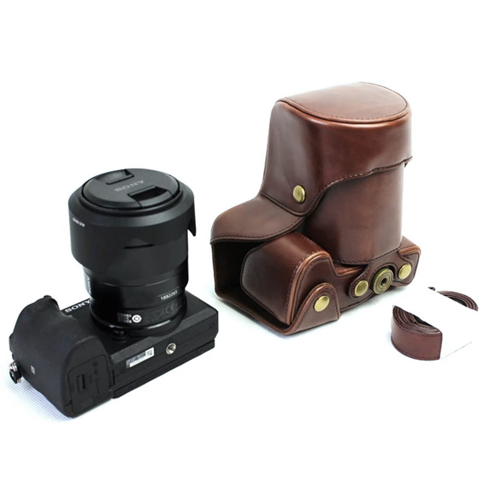 Сумка для камеры PU кожаный чехол для камеры sony A6500 с 16-70 мм или 18-55 мм объектив с плечевым ремнем
