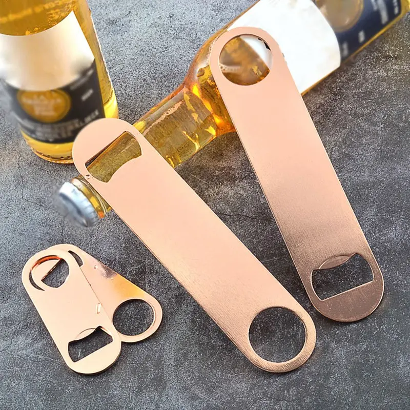 

Rose Gold Bottle Opener Flat Portable Stainless Steel Beverage Beer Starter Bottle Opener Hand-held Cocktail Shaker
