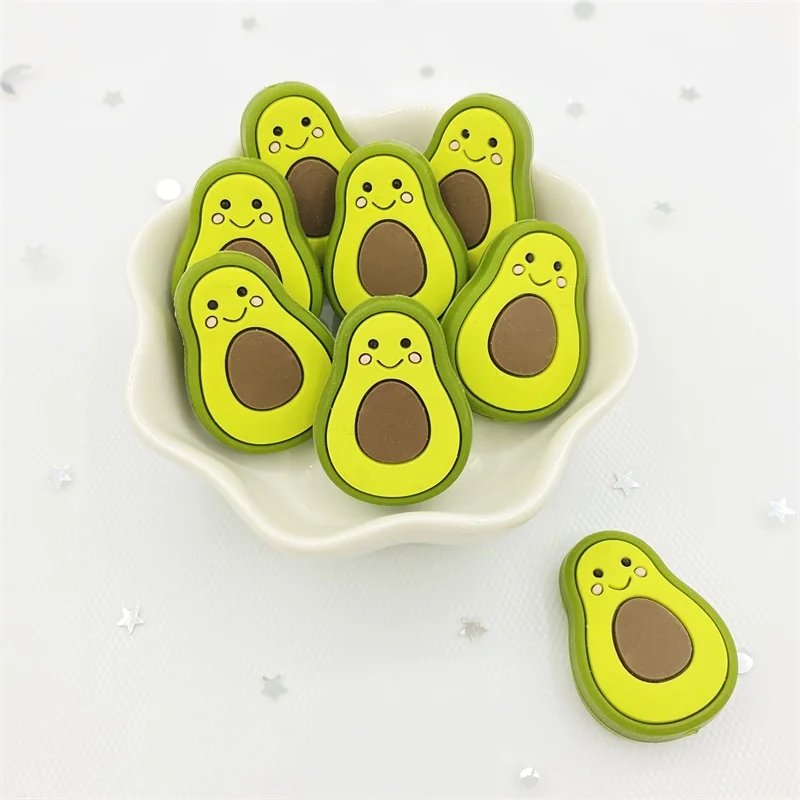 5pc Silicone Beads For Necklaces BPA Free Baby Teether Avocado Teething Beads Silicone Teether Toy For Kids