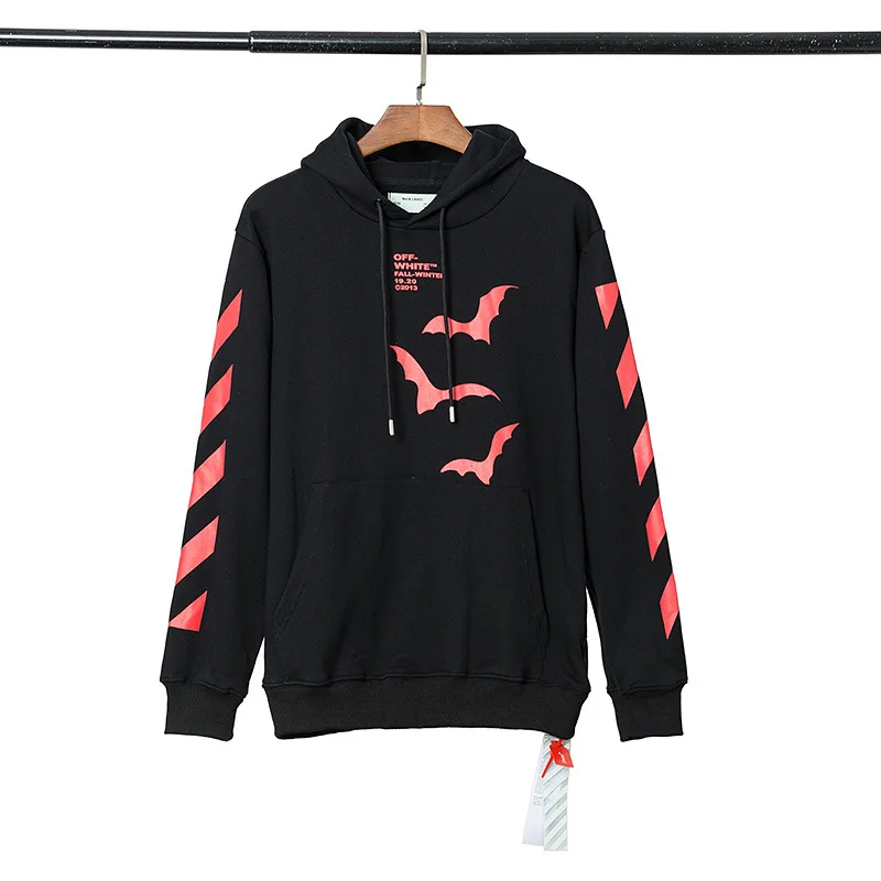 OFF-WHITE OW Осень-Зима Новая высококачественная мужская толстовка с принтом летучей мыши