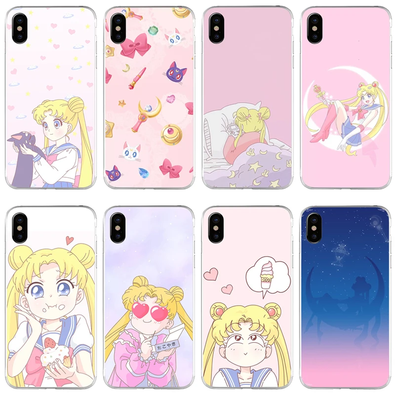 Sailor Moon Luna Cat Pattern Soft Silicone Phone Case Cover For iPhone 7 8 6 6s Plus X XR XS MAX Transparent TPU Shell Coque |