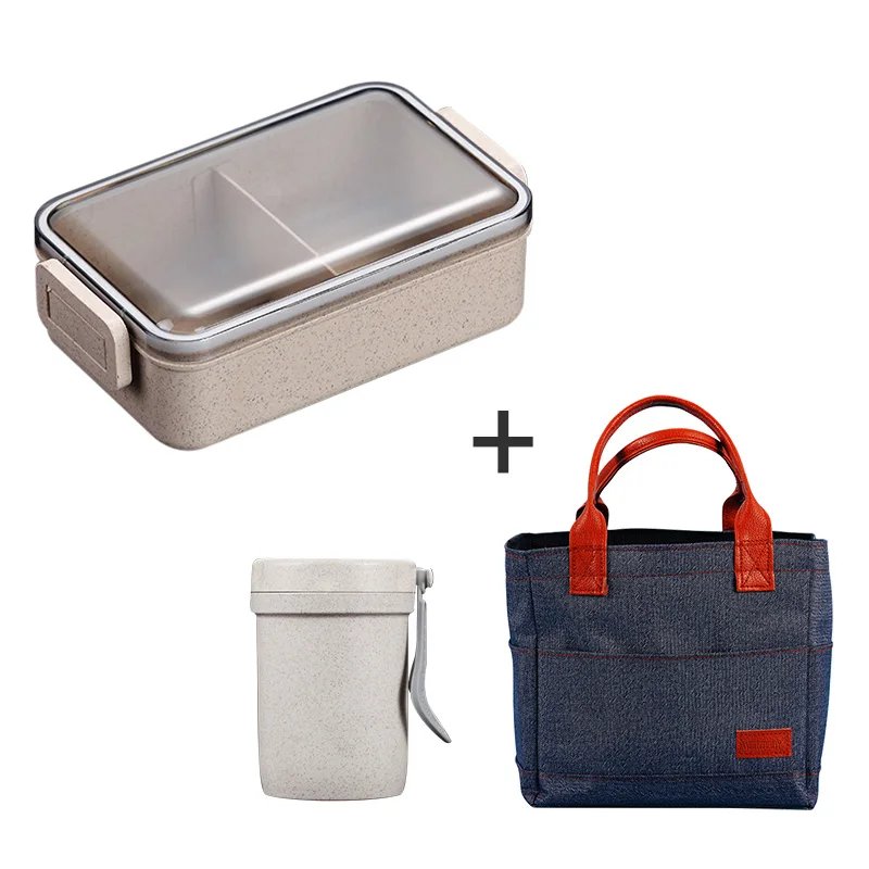 Set C1 WORTHBUY, японская микроволновая печь, коробка для бэнто, Пшеничная солома, детский Ланч-бокс, герметичный, бенто, Ланч-бокс для детей, школьный контейнер для еды - Цвет: Set C1
