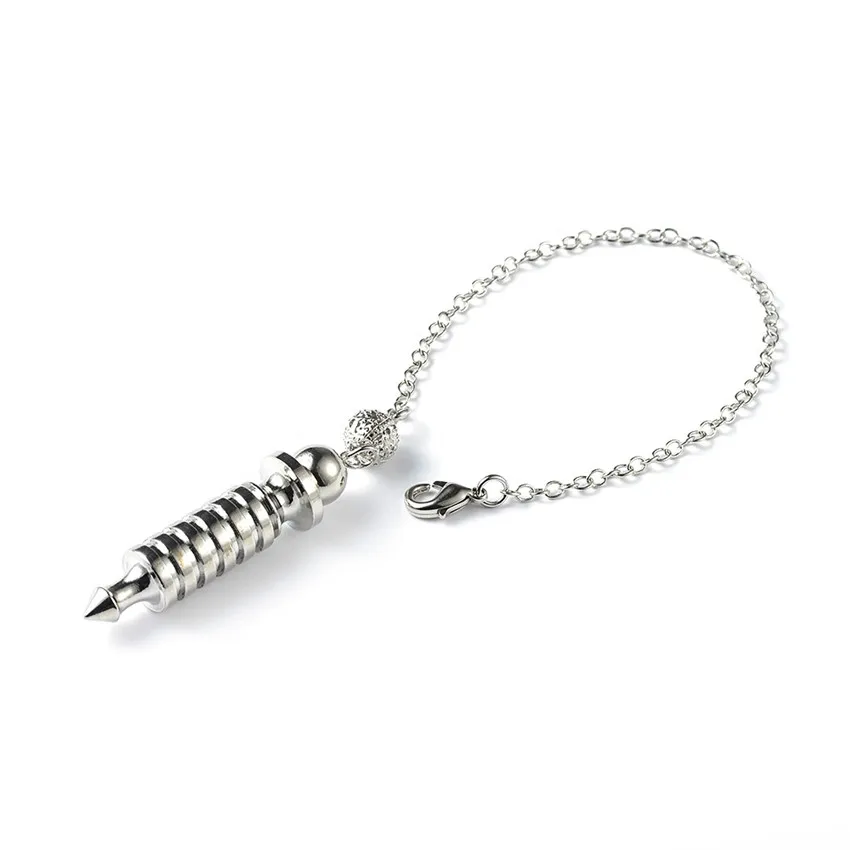 

FYJS Unique 4 Colors Spiral Shape Pendulum for Dowsing Pendant Metal Ball Chain Necklace for Party Gift