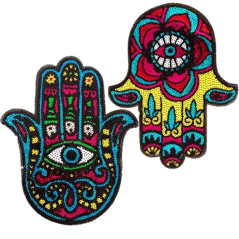 

Sequins patch Hand BadgeS Embroidery patch Clothing Accessories Badges on backpack Iron on Patches Wholesale Patches