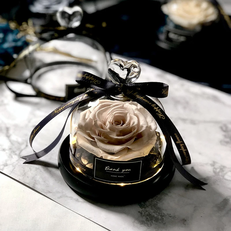 New The Beauty And Beast Rose Girlfriend Christmas Valentine's Day Gifts Real Roses Eternal Desk Led Ornaments Home Decor | Дом и сад