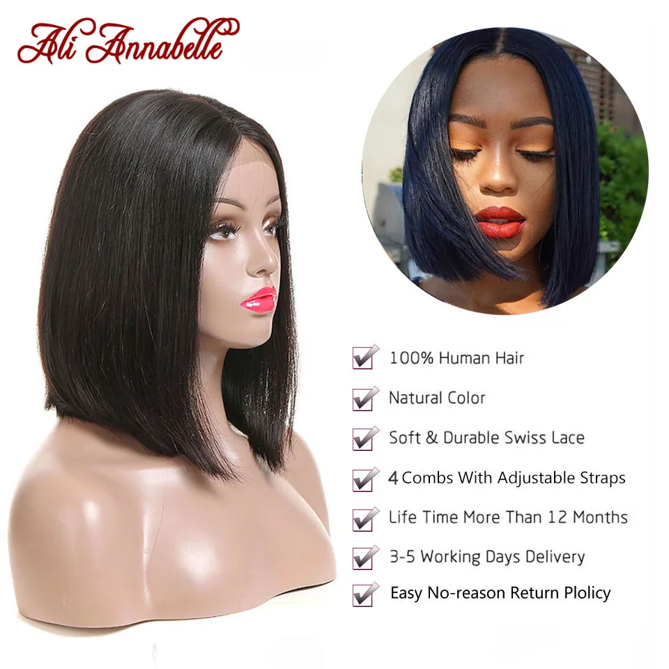 Ali Annabelle Bob Lace Front Human Hair Wigs Brazilian Short Human Hair Wig Pre Plucked Perruque Cheveux Humain Bresiliens Solde