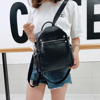 

Shoulder Bag Women Korean Version 2018 New Trend Girl Bag Fashion Soft Leather Personality Bag Casual One-shoulder Backpack