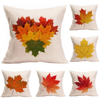 

2021 Autumn Maple Leaf Pillowcase Polyester Throw Pillow Cases Home Sofa Cushion Decorative Pillowcase Car Home Decor Ornament