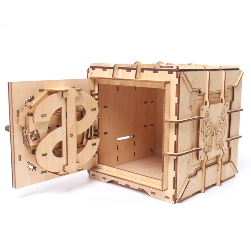 

3D Puzzles Wooden Password Treasure Box Mechanical Transmission Puzzle Box Model Educational Toys For Children Adults Gifts