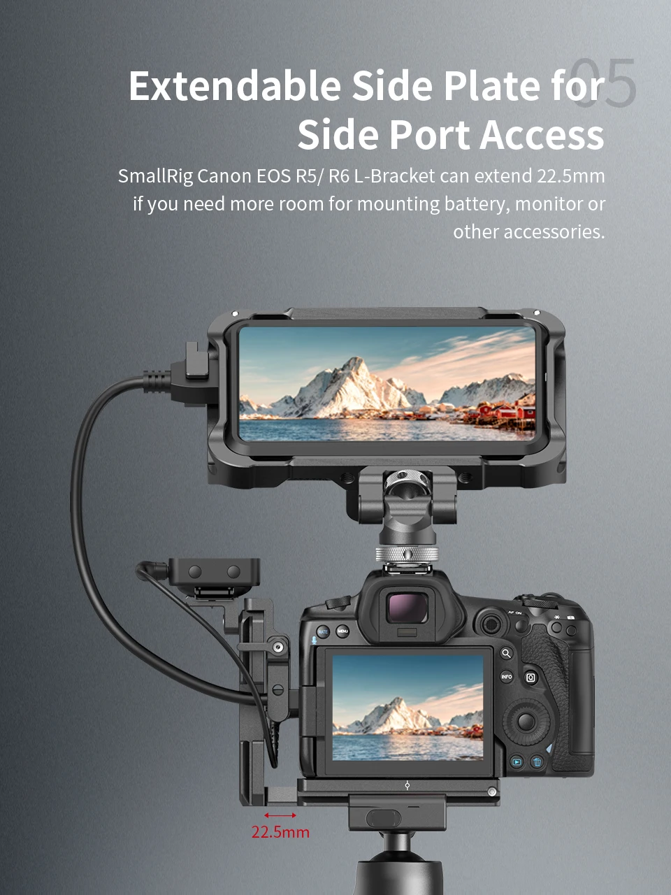 SmallRig Camera L-Bracket for Canon EOS R5 and R6 w/ Arca-Type 1/4