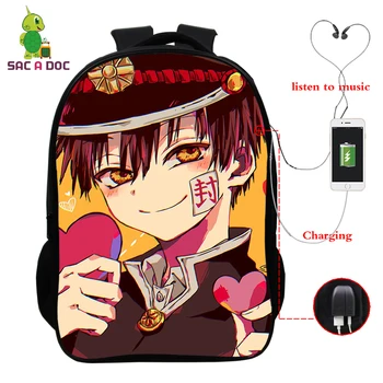 

Anime Backpack Children Mochila Toilet-Bound Hanako-kun School Bags for Teenage Girls USB Charge Laptop Back Pack Men Travel Bag