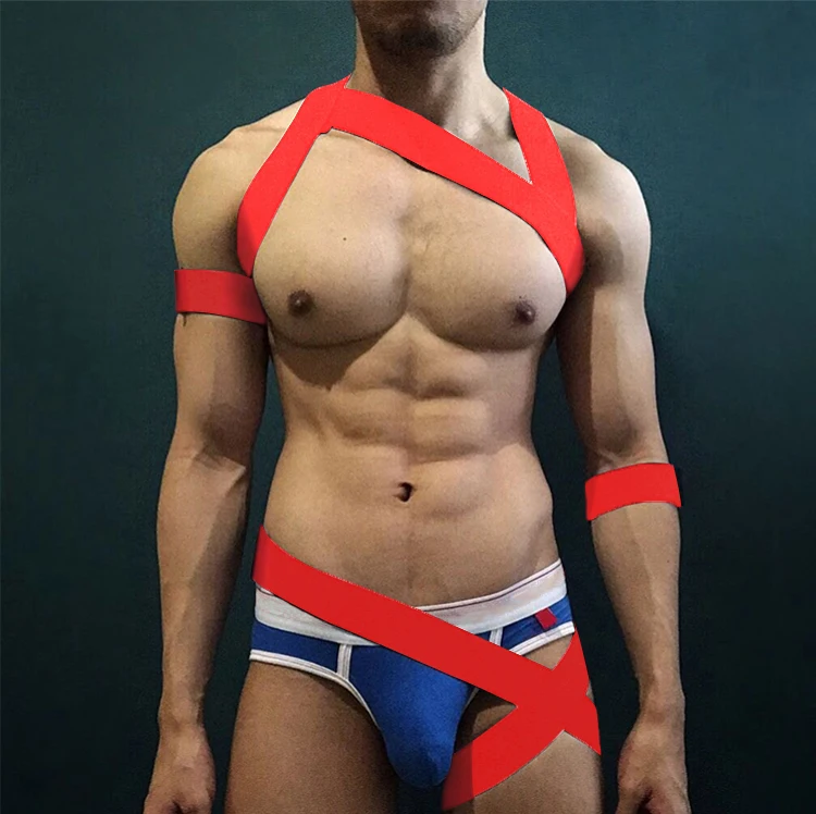 CLEVER-MENMODE Men Sexy Lingerie Halter Neck Straps Body Chest Harness Elastic Bondage Leg Belt Arm Band Hombre Bodysuit Costume cosplay costume mens bondage lingerie sexy fetish wear men chest harness belt