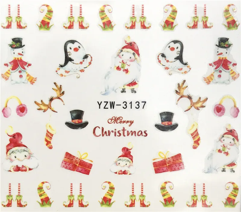 Олень, Санта Клаус Рождество для ногтей, переводятся с помощью воды Стикеры наклейка ползунок Обёрточная бумага инструмент ремонта бильярдных киев рождественские украшения