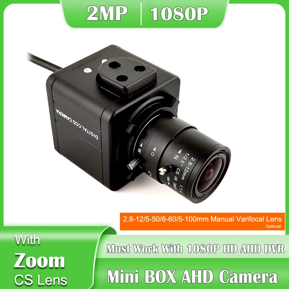 

2MP AHD Camera 1080P Metal Color BOX Security Mini Camera With 5-50mm 2.8-12mm 6-60mm Manual Varifocal Lens For AHD DVR Systems