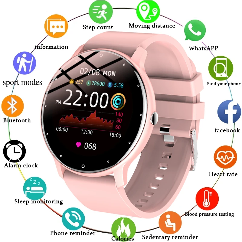LIGE 2021 New Smart watch Men and women Full touch fitness tracker blood pressure sleep monitoring smart Clock ladies smartwatch