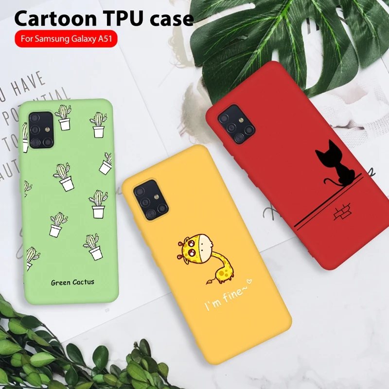 Gertong Cute Avocado Cactus Phone Case For Samsung A71 A715F Lovely Animals Plant Silicone Soft Back Cover for Galaxy A51 A515F | Мобильные