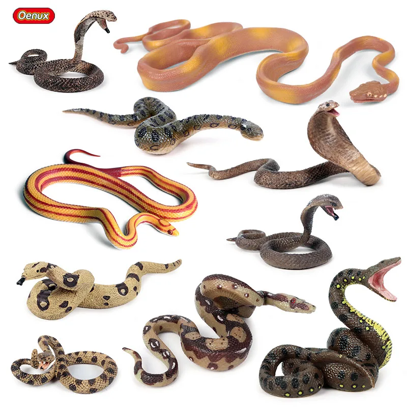 

Oenux Forest Snakes Animals Model Simulation Rattlesnake Python Cobra Anaconda Action Figures PVC Lifelike Education Kids Toy