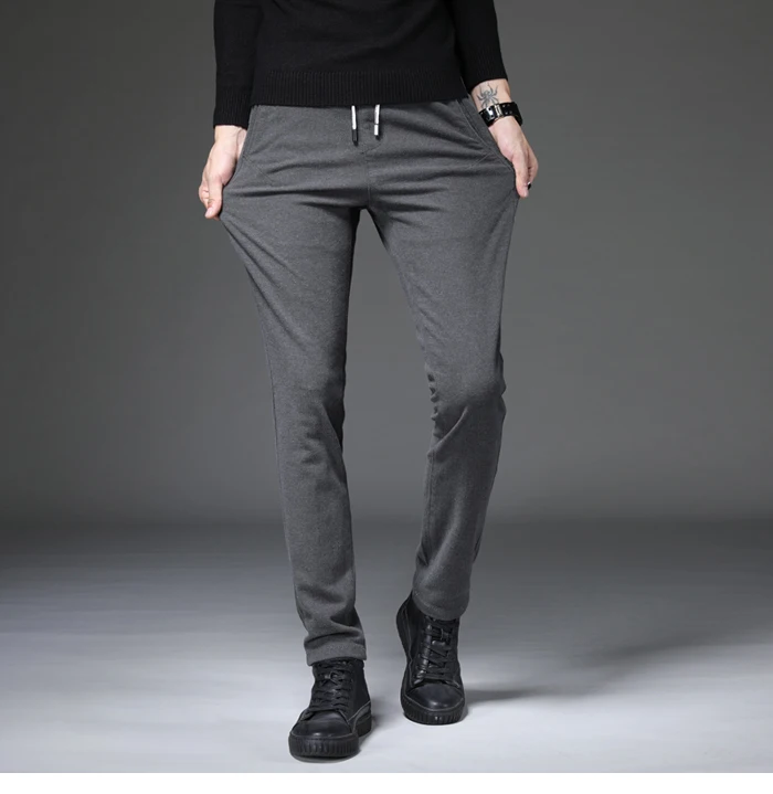 Зима новые мужские тонкие хлопковые спортивные брюки молодежные тонкие высококачественные золотые классические брюки черные серые зеленые