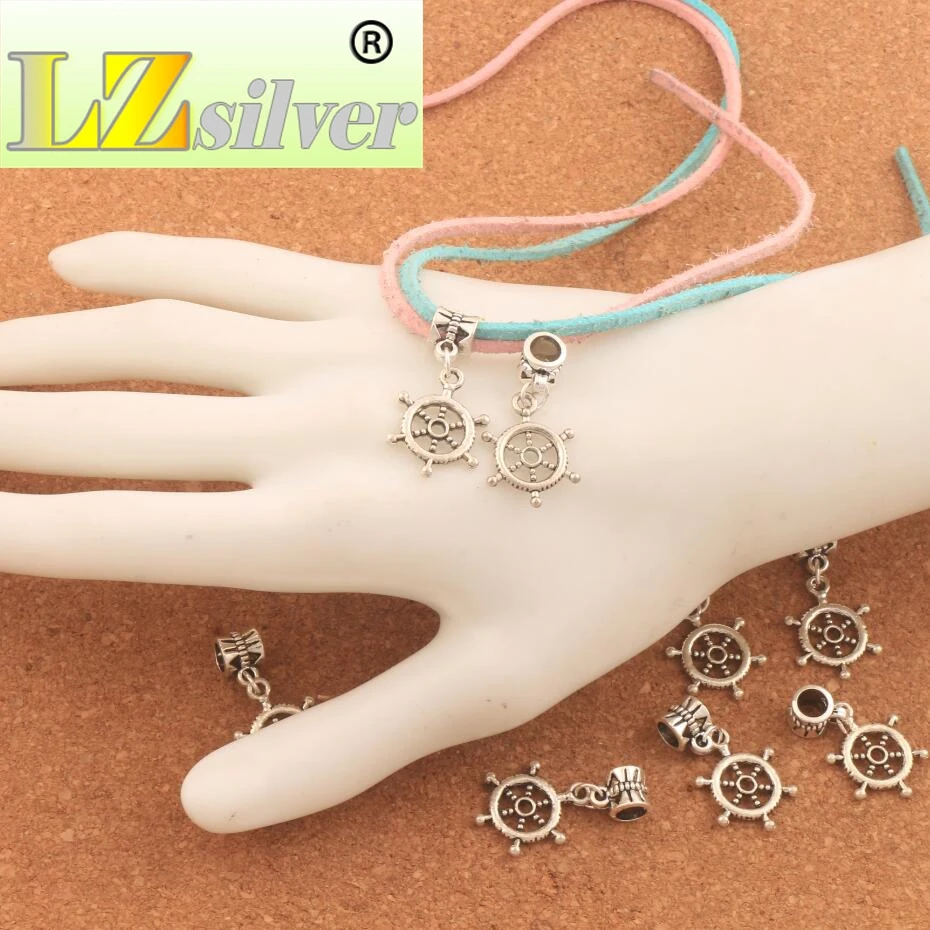 Dots Rudder Big Hole Beads 15x30mm 100PCS Zinc Alloy Dangle Fit European Charm Bracelets B010