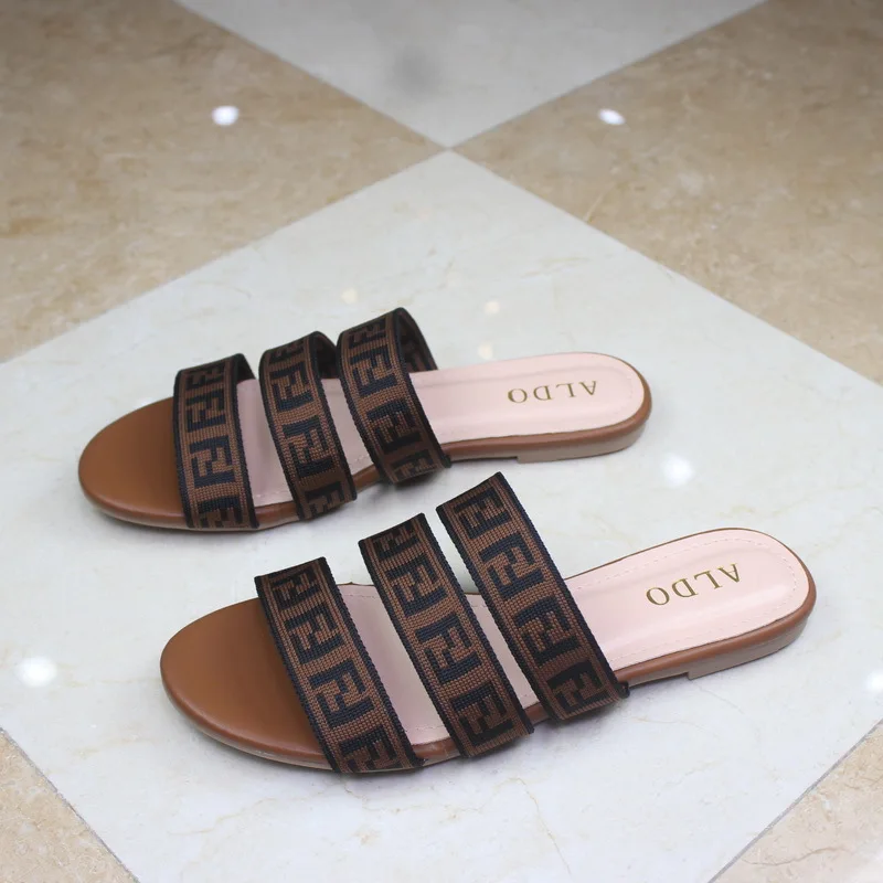 

Large Size WOMEN'S Shoes 2019 Summer Beach Transverse Band Slippers Line-styled Slipper Flat Outer Wear WOMEN'S Slippers