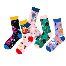 Модные мужские и женские хлопковые носки, новинка, асимметричные спортивные носки