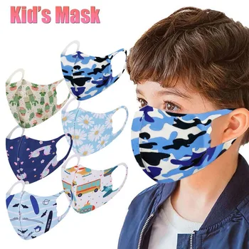 

Children Kids Print Masks Washable Reusable Face Cover Outdoor Anti Dust Protection Ear Loops Unisex Cute Cartoon Cotton Masque