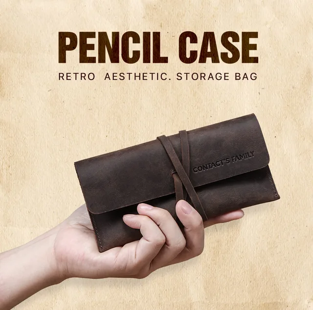 FUNOMOCYA Roll Fountain Pen Case Pencil Case vintage pencil bag Pocket  Organizer Retro pencil bag Leather Pen Case leather pencil purse leather  pencil