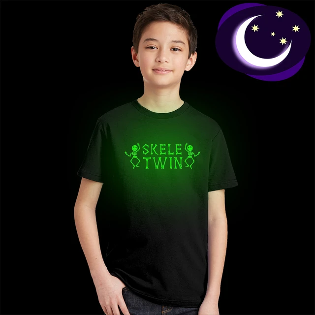 Camiseta divertida y luminosa para niños y ropa con estampado gemelo de Skele, camisetas que brillan en oscuridad, Tops noctilucentes de moda _ - AliExpress