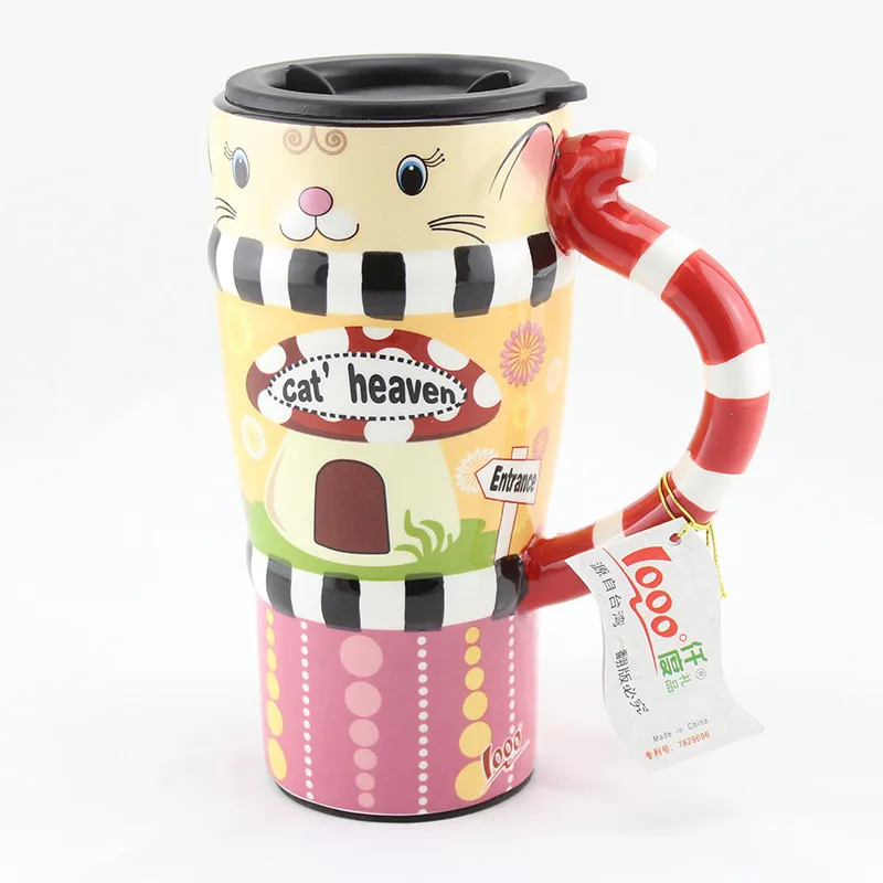 500 мл 3D мультяшная керамическая чашка с рисунком кота, кружка для кофе, молока, чая, завтрака, для дома, офиса, коллекционные чашки, праздничные подарки для детей - Цвет: 5
