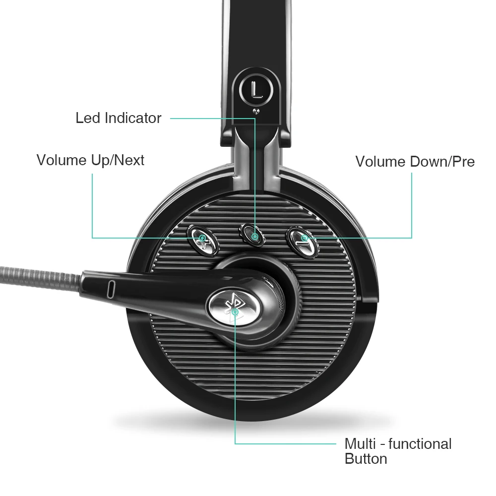 BH M10B Wireless Bluetooth Noise Canceling Headset connected to 2 Bluetooth devices Over The Head W Mic For Trucker Drivers PS3