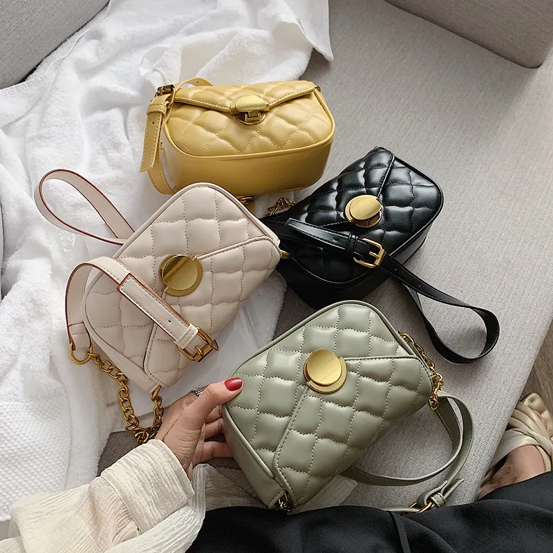 

Graceful Mini Small Bag Women's 2019 Summer Korean-style Rhombus Chain Bag Mini Solid Color Textured Messenger Bag