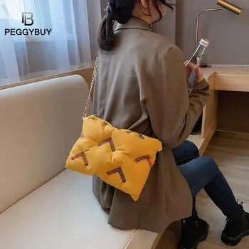 

Casual Cotton Padded Women Shoulder Messenger Bag Chain Daily Crossbody Bag