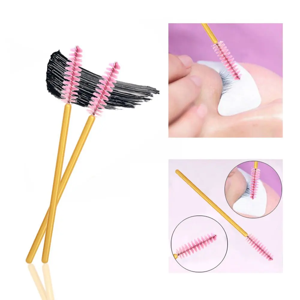 100pcslot gold Eye Brow Brush Mascara Wands Disposable make up brush Eyelash Brushes for Lash Extensions (15)