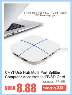 CHYI 7 портов Mcro usb-хаб 2,0 адаптер многопортовый комбинированный расширитель мини квадрат Usb Hab сплиттер Поддержка SD/TF карт ридер для ПК