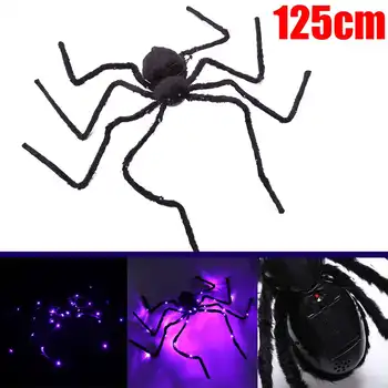 

Halloween Prop Horror Giant Black Glow Spider Kids Children Haunted Plush Scary Toys For Party Event Decoration
