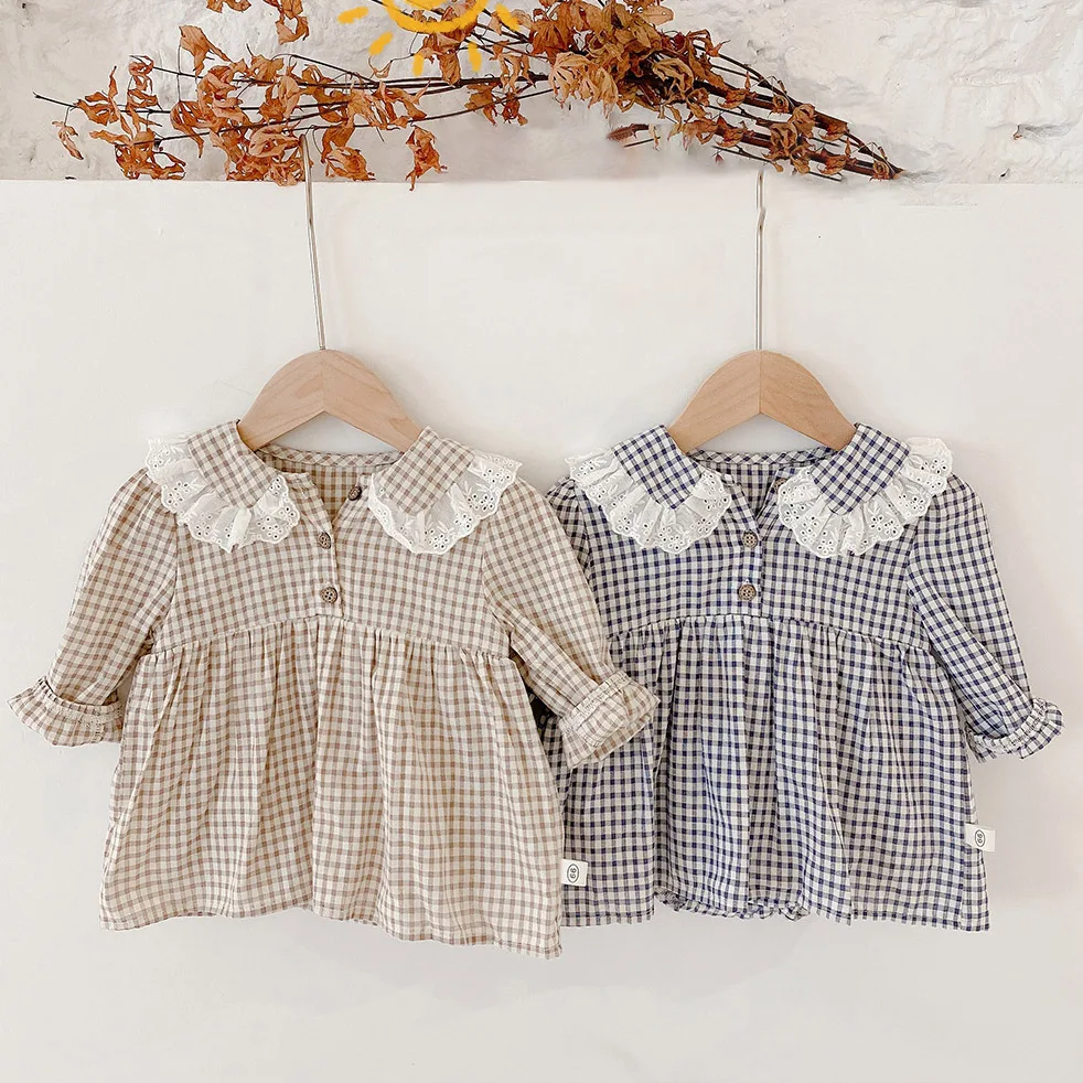 Girls Plaid Long Sleeve Baby Bodysuit