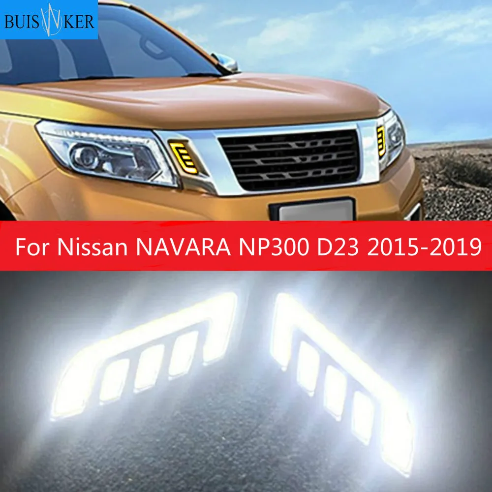 

Дневные ходовые огни для Nissan NAVARA NP300 D23 2015 2016 2017 2018 2019 DRL, светодиодная лампа с указателем поворота, 2 шт.