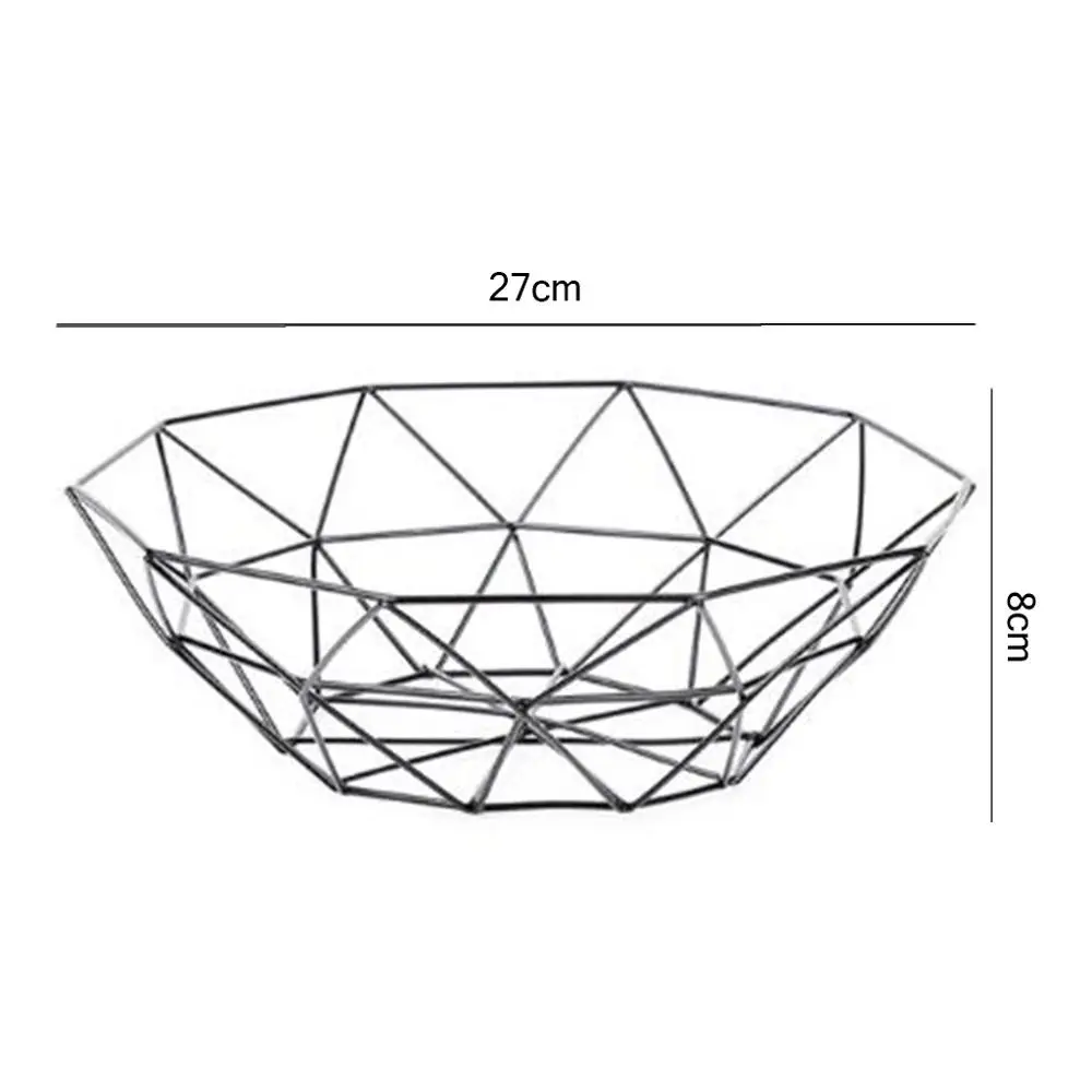 Металлическая проволочная корзина для хранения фруктов, корзина для закусок, овощей, продуктов питания, металлическая миска, фруктовые тарелки, Кухонный Контейнер для хранения, настольный дисплей - Цвет: Black Small