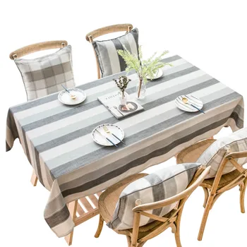 

Striped Cotton Linen Tablecloth Nordic Style Living Room Table Mat Rectangular Coffee Tea Table Cloth for Home Decoration