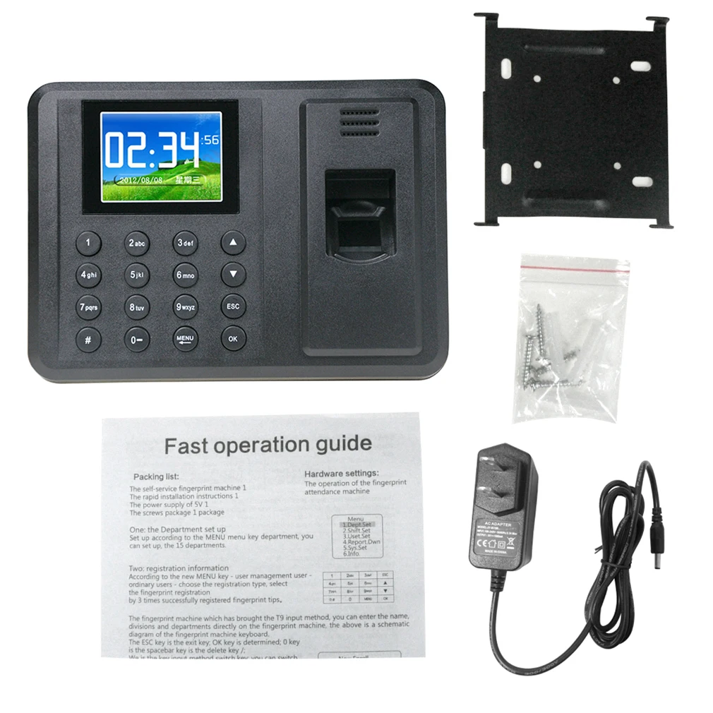 

Fingerprint Time Attendance Clock Recorder Digital Electronic Reader Machine Universal 2.8 Inch TFT Sreen Display
