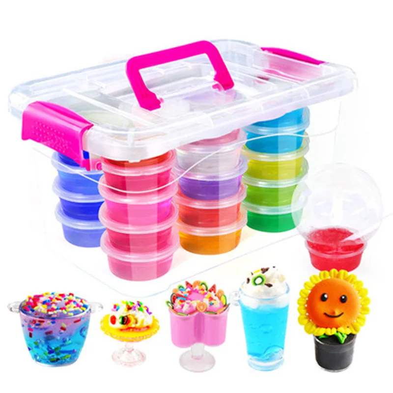 

Crystal Mud Clay Plasticene Colored Clay Children'S Educational Toy DIY Slime Environmentally Friendly Drift Bottles Set
