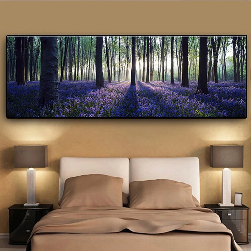 

Canvas Painting Forest Landscape Decoration Wall Art Purple Flower Picture for Bedroom Decoration Posters and Prints Home Decor