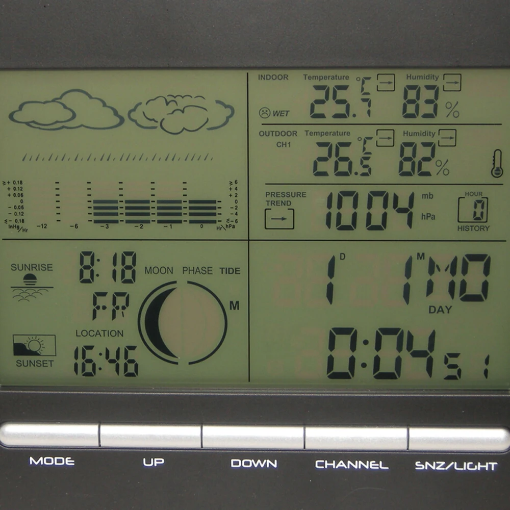 Цифровой стол двойной будильник барометр Метеостанция w/комнатный термометр и гигрометр беспроводной наружной температуры влажности