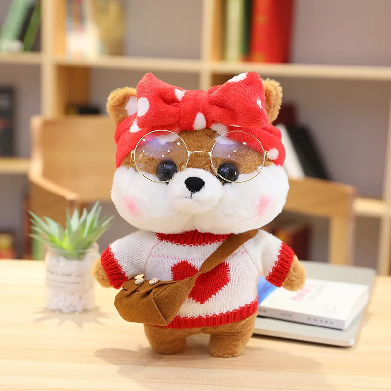 30 см Kawaii собака плюшевые игрушки плюшевая креативная Хаски Мягкая кукла плюшевая Хаски со свитером детские игрушки подарок на день рождения для девочек и мальчиков - Цвет: red sweater brown