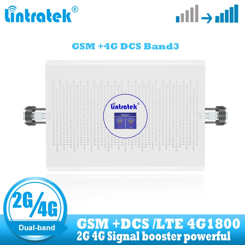 Lintratek двухдиапазонный GSM 900 4G lte dcs 1800 МГц усилитель сигнала сотового телефона