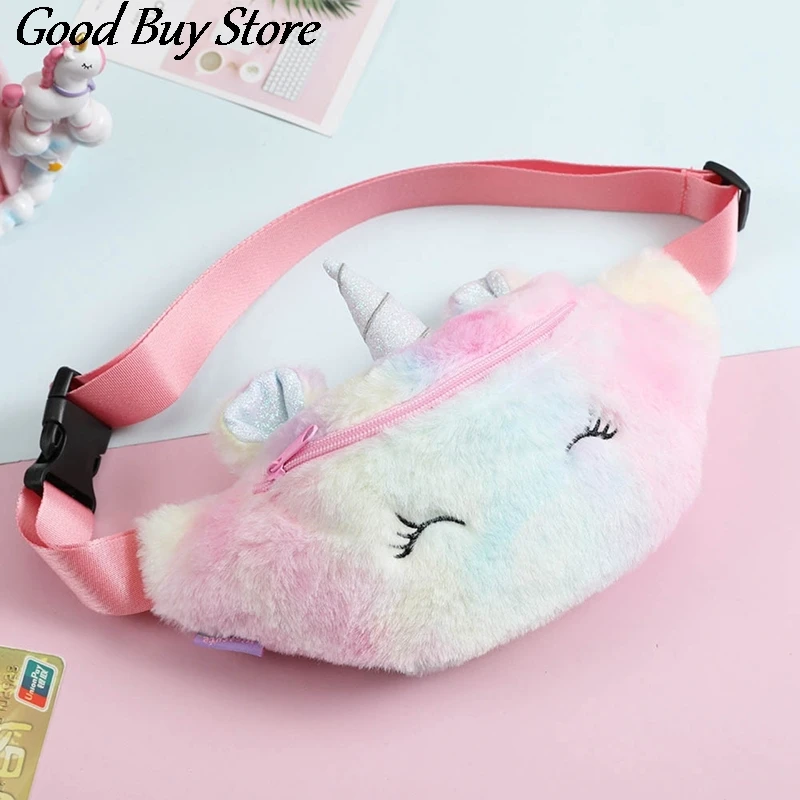 Chest Bags Waist Packs Fashion Girls Shoulder Belt Bags Children Kids Mini Unicorn Chest Phone Pouch Lovely Colorful Fur