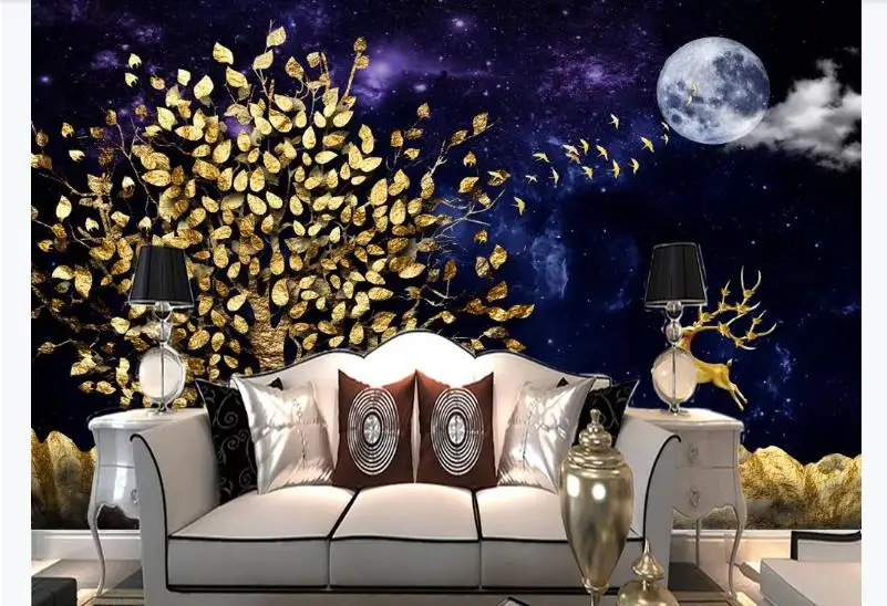 Printing Wall Mural Luxury Wallpapers For Living Room Bedroom Murals Home Decor 3D gold tree Papel de parede | Обустройство дома